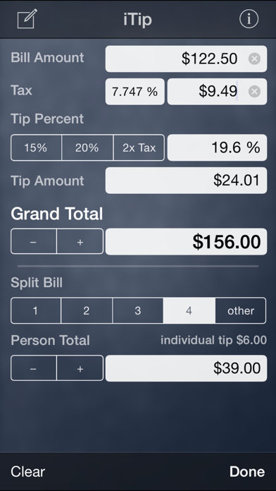 iTip Calculator by PalaSoftware screenshot