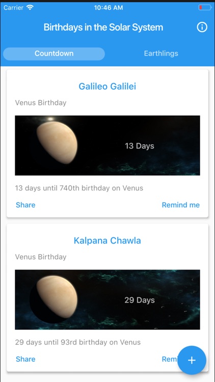 Birthdays in the Solar System