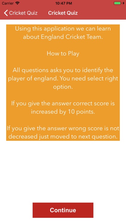 Cricket - Quiz App