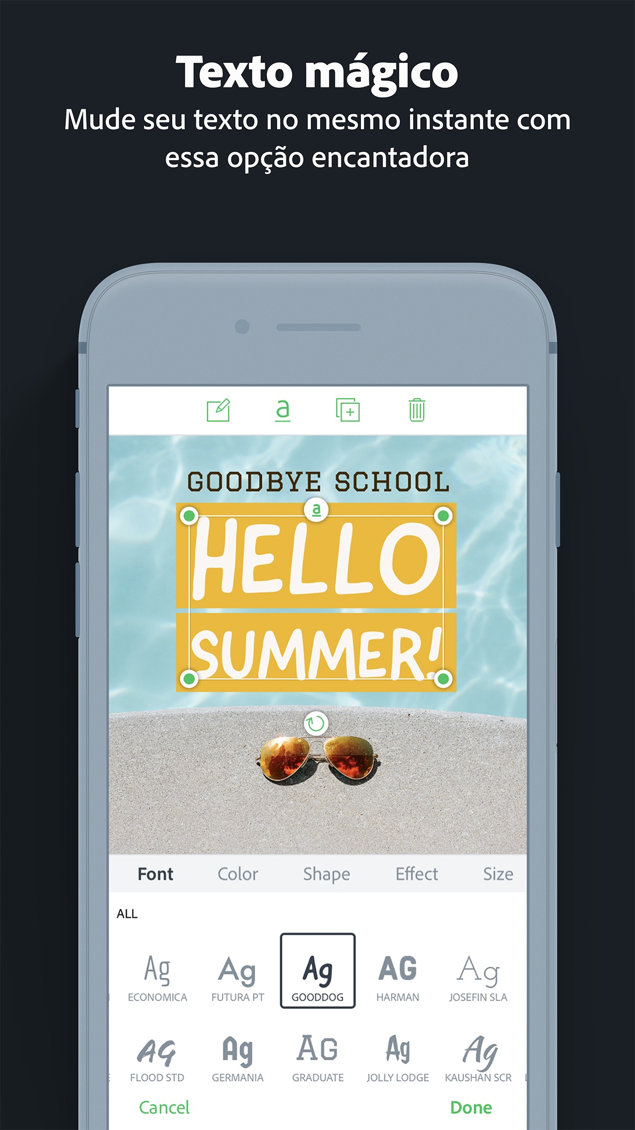 Screenshot do app Adobe Spark Post: Insta Editor