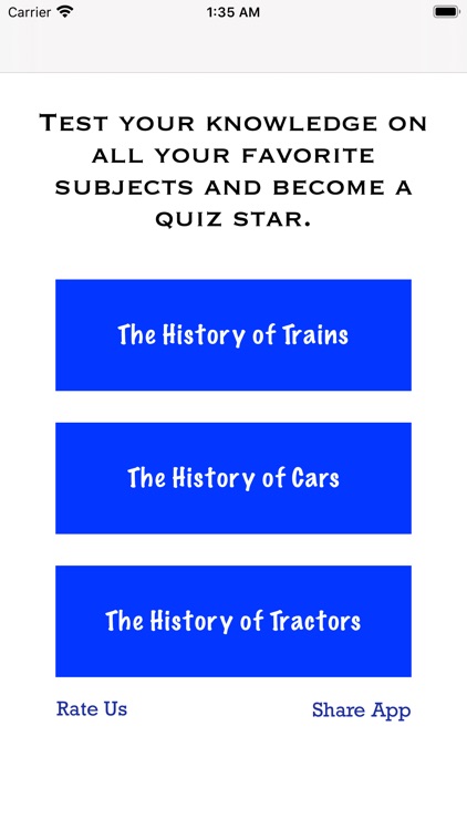 Vehicle History Quiz