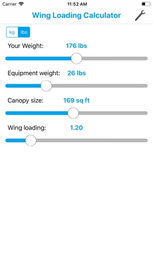 Fancy Wingloading Calculator