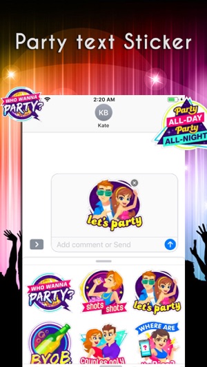 Party Text Stickers