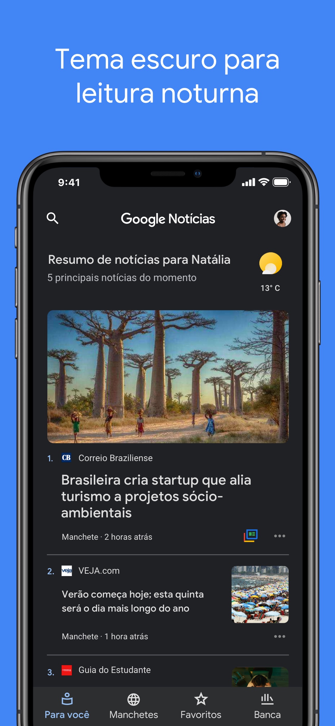 Screenshot do app Google Notícias