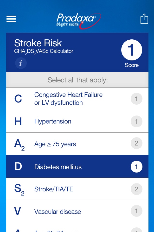 Pradaxa AF App screenshot 2