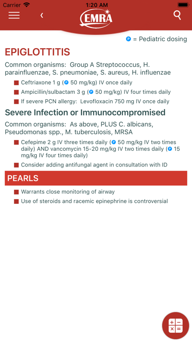 EMRA Antibiotic Guide Screenshot