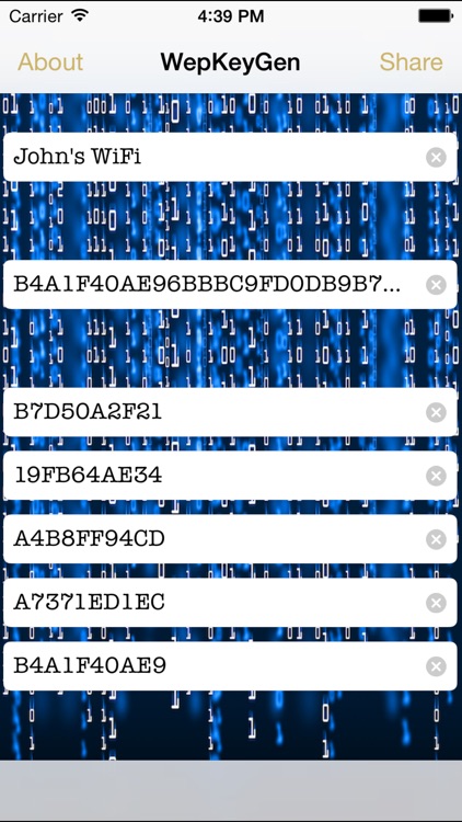 WEP keys for WiFi Passwords