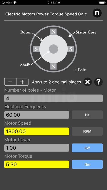 Electric Motors Speed Calc