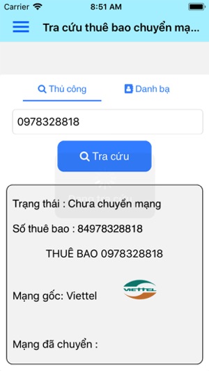 Tra cứu chuyển mạng giữ số