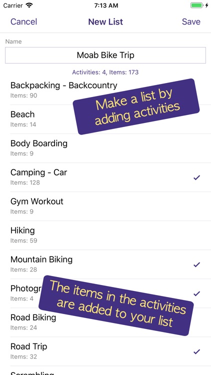 PackCheck Packing List