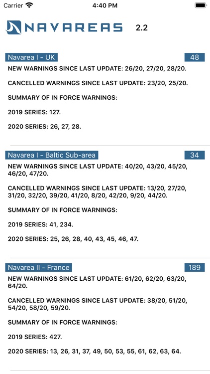 Navarea Warnings (Navtex)