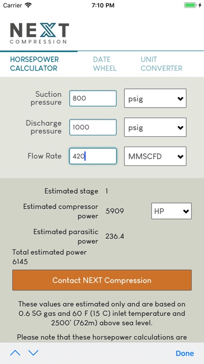 Compressor HP Calculator