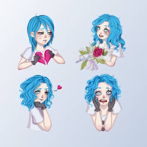 Blue Hair Girl Emojis icon