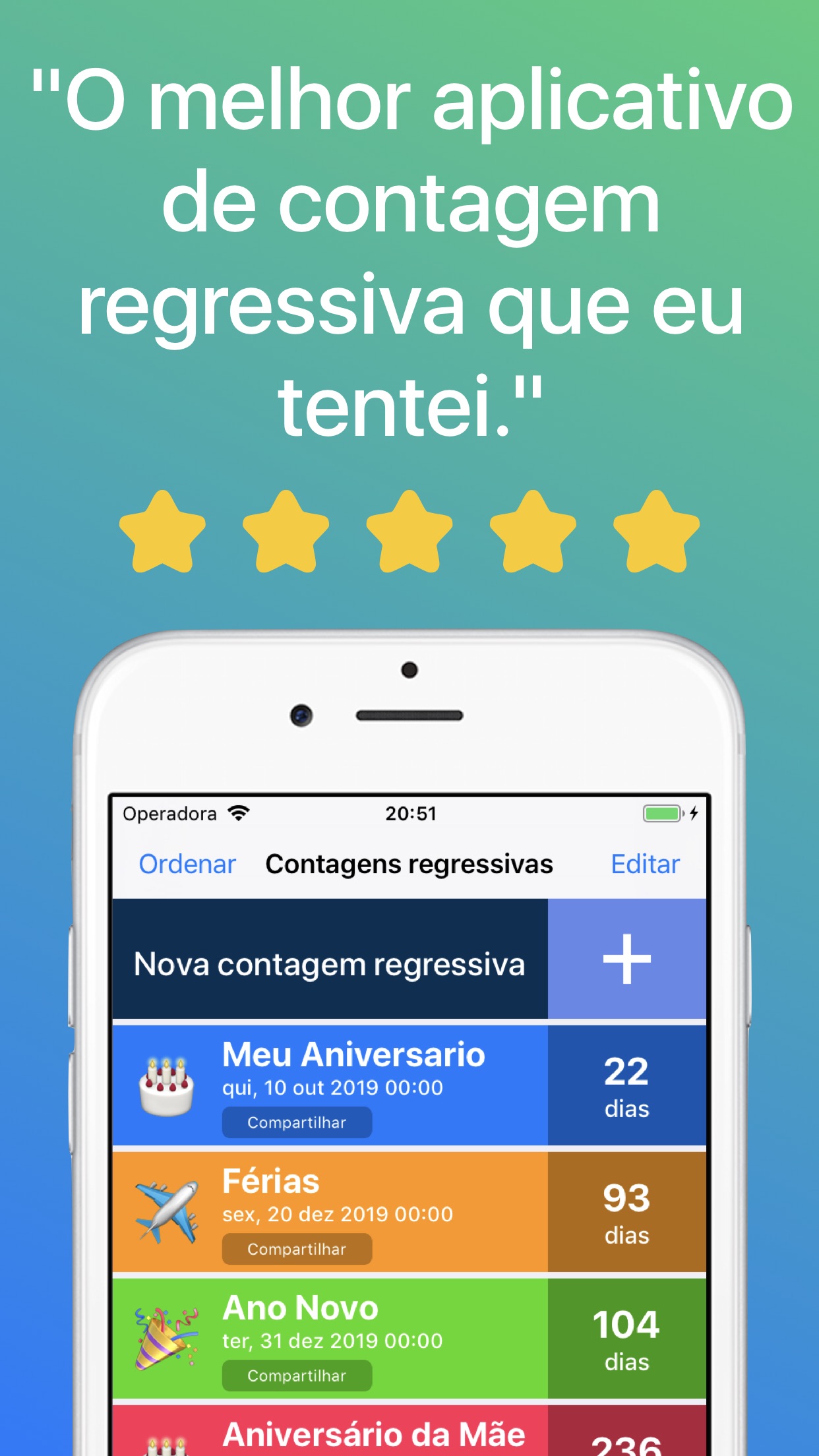Screenshot do app Contagem Regressiva ◎