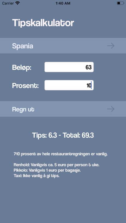 Tipskalkulator - tips om tips
