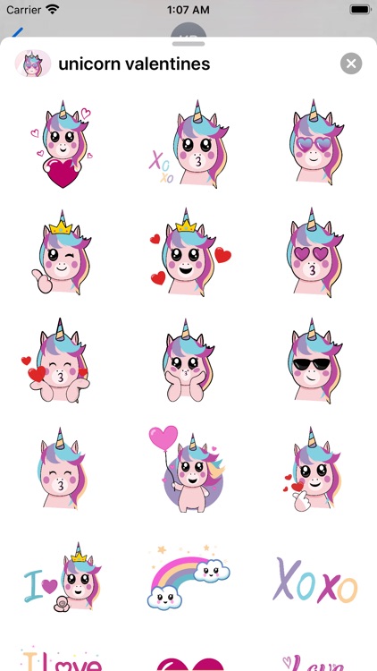 Unicorn Valentine Sticker