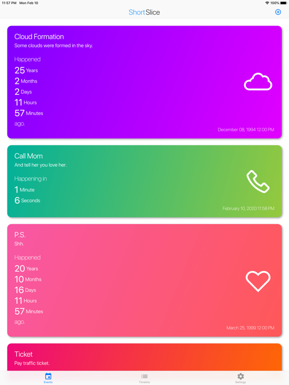 Screenshot #4 pour Short Slice - Event Tracker