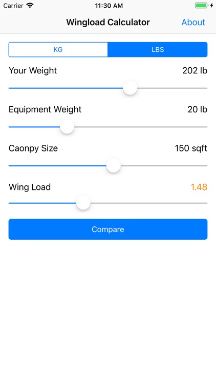 Wingload for Skydiving