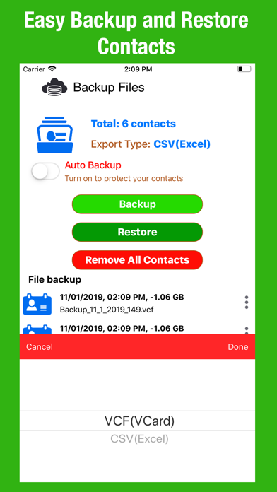 Contacts Backup - Restore. screenshot 2