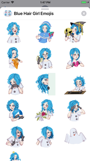 Blue Hair Girl Emojis(圖3)-速報App