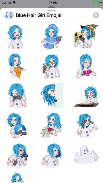 Blue Hair Girl Emojis