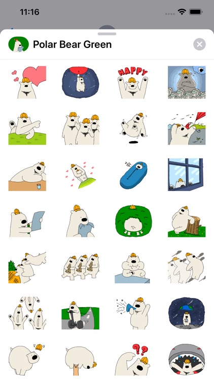 Happy Polar Bear Green Sticker