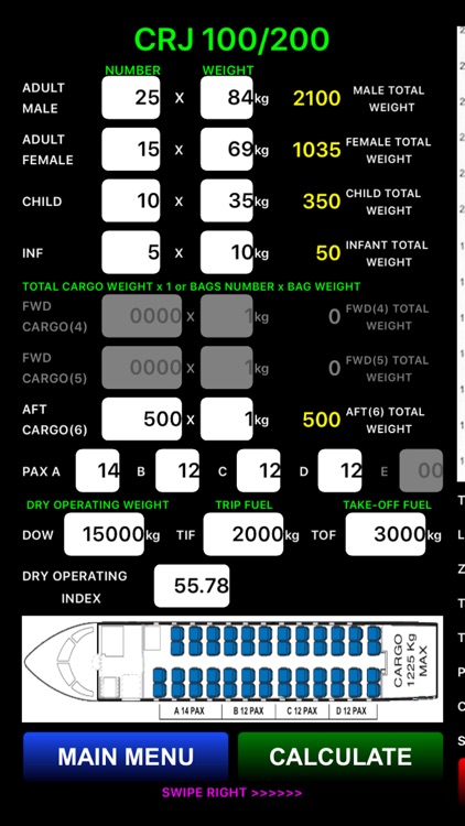 CRJ Weight and balance