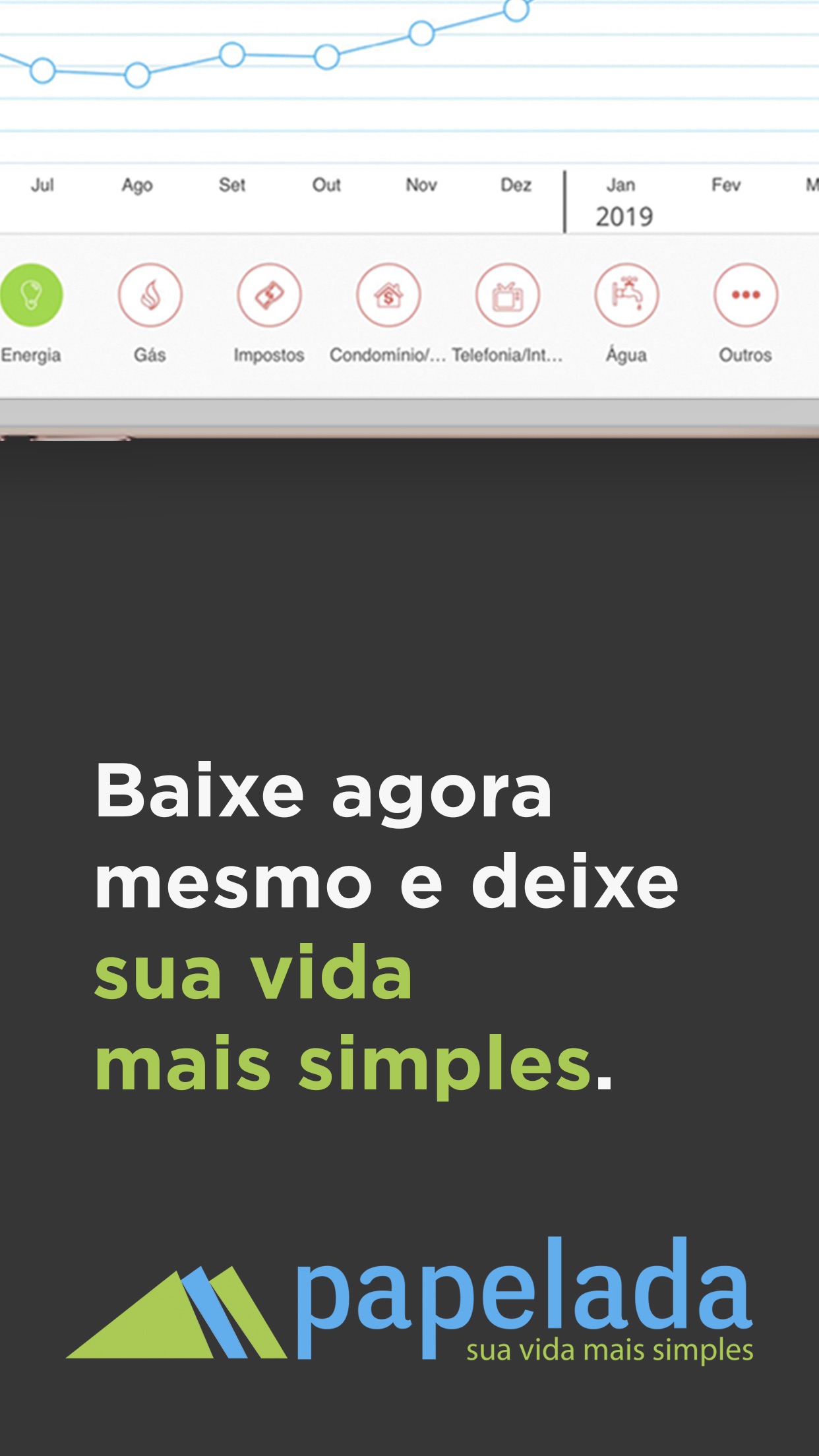 Screenshot do app papelada - controle de contas