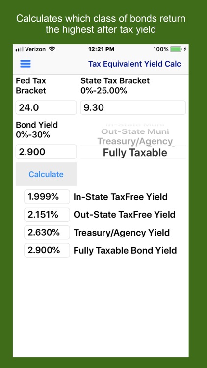 Tax Equivalent Yield Calc