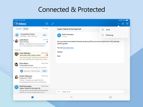 iPad Image of Microsoft Outlook