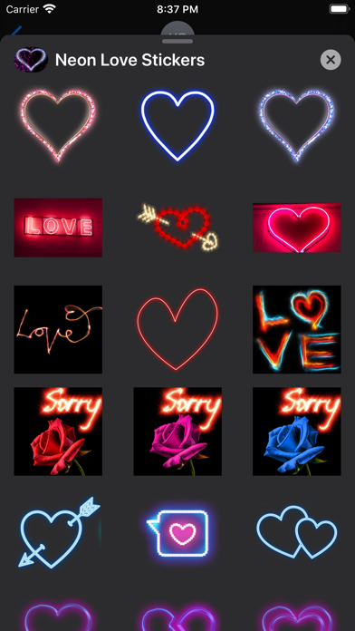 Love Heart Neon Stickers screenshot 3