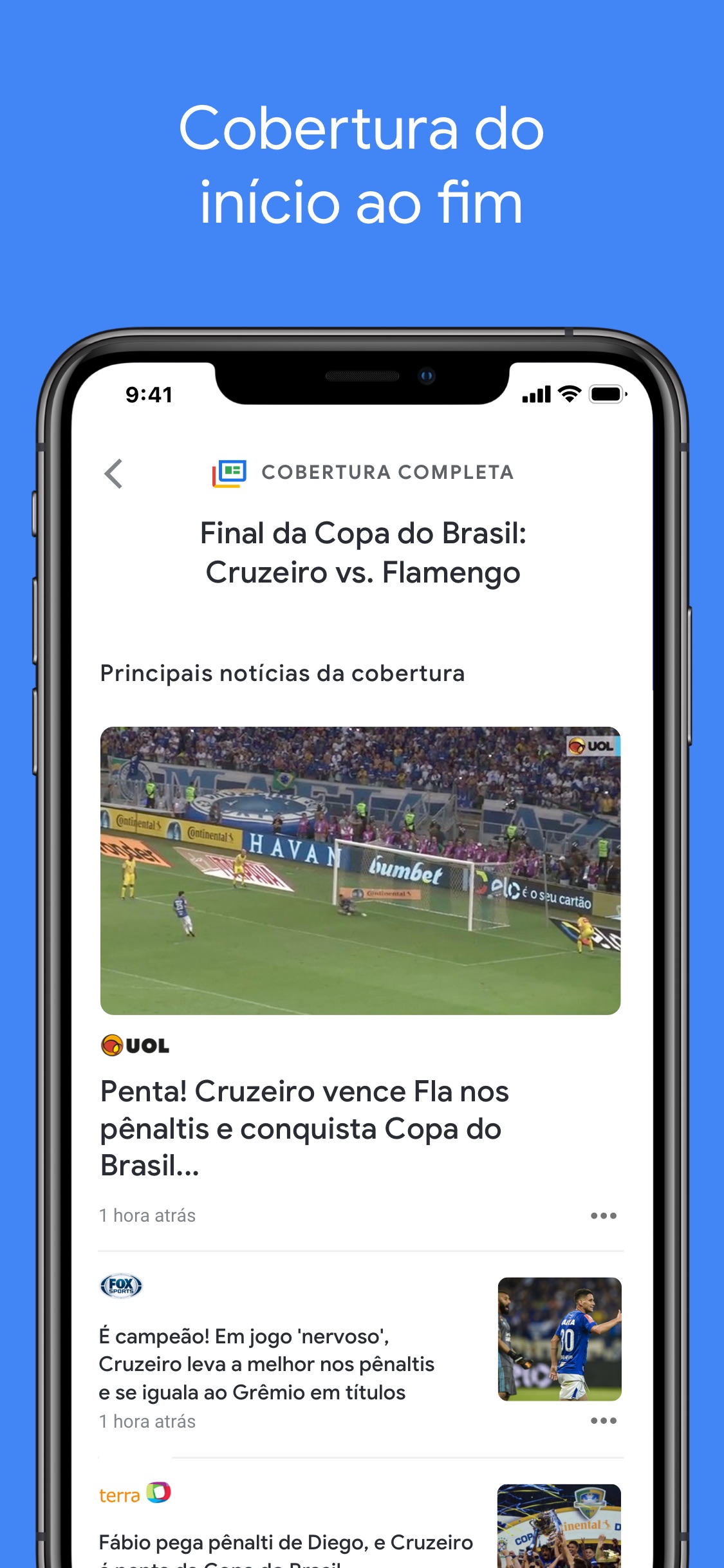Screenshot do app Google Notícias