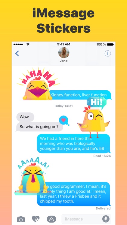 Yellow Chicken Fun Stickers IM