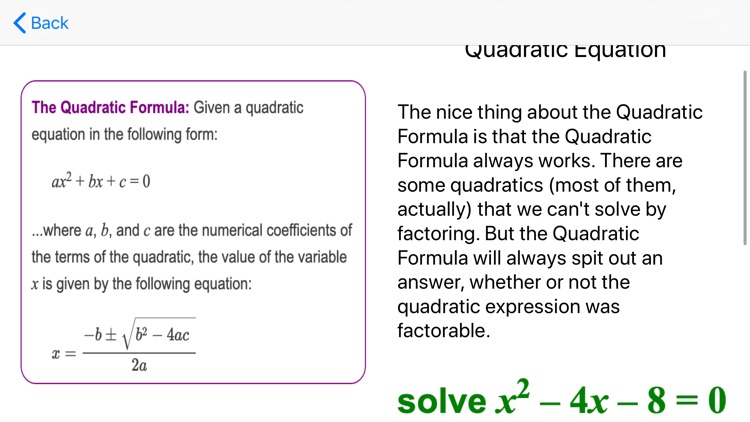 Quadratic Equations app