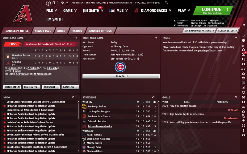 Screenshot of OOTP Baseball 21