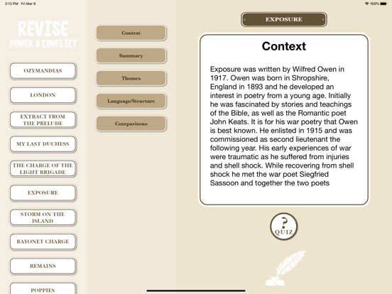 Screenshot #5 pour Revise Power & Conflict Poetry