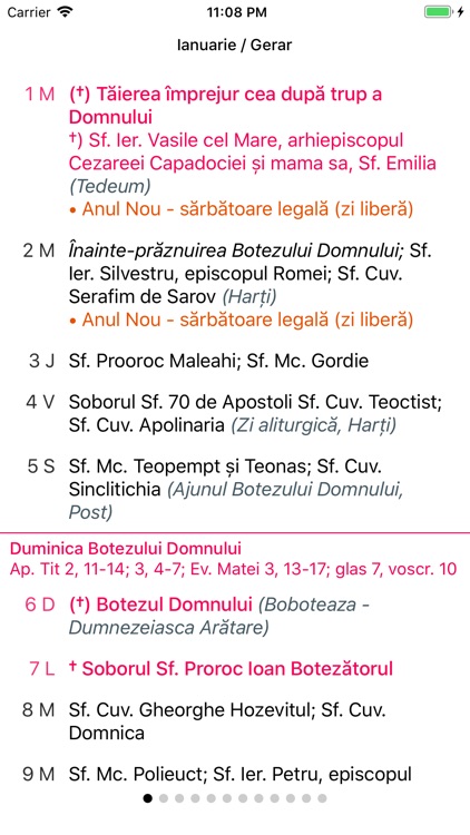 Calendar Ortodox 2019