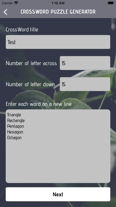 CrossWord Puzzle Generator screenshot 2