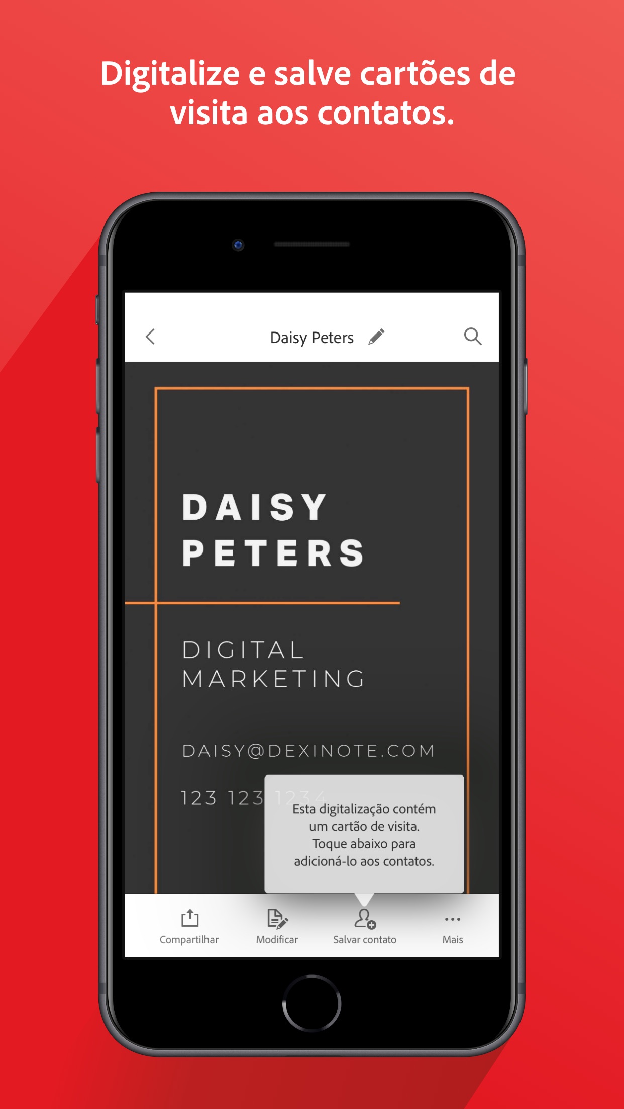 Screenshot do app Adobe Scan: PDF Scanner e OCR