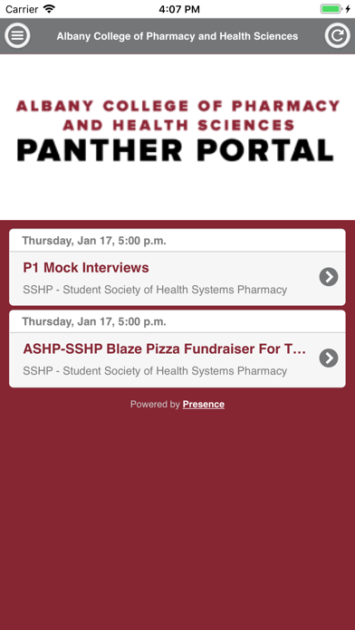 ACPHS Panther Portal screenshot 2