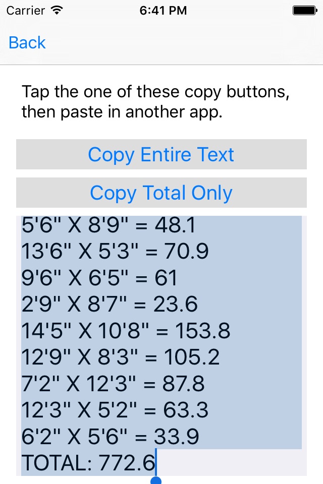 Square Feet Calculator Utility screenshot 3