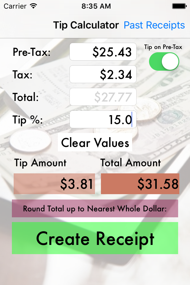 Tip Calculator plus History