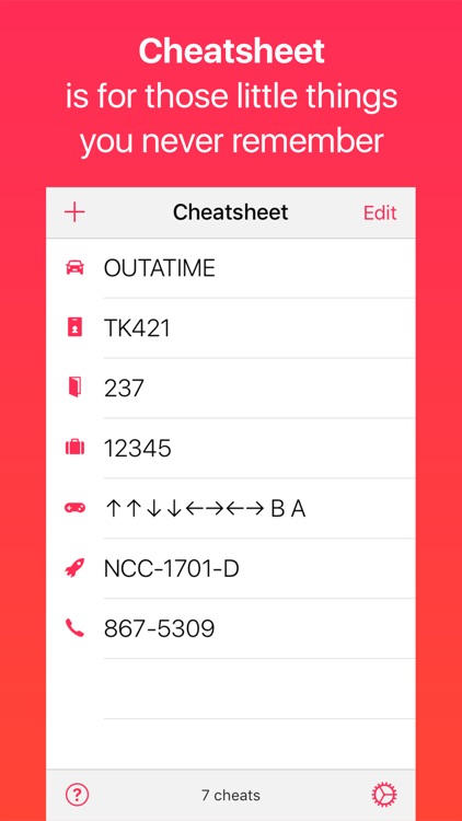 Cheatsheet Widget