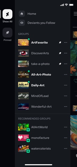 DeviantArt app screenshot