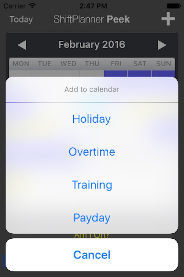ShiftPlanner Peek screenshot 2