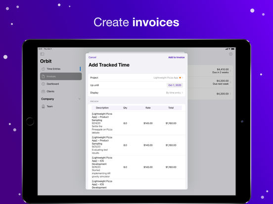 Orbit: Time-based Invoicing screenshot 4
