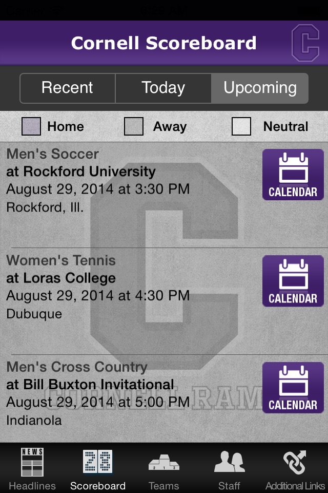 Cornell College Ram Athletics screenshot 2