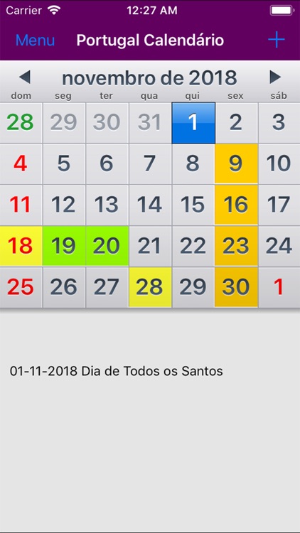 Calendário 2019 Portugal NoAds
