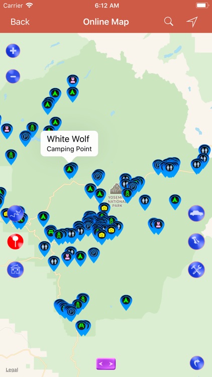 Yosemite National Park Map, CA
