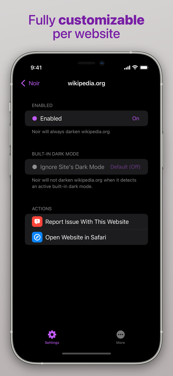 Noir - Dark Mode for Safari
